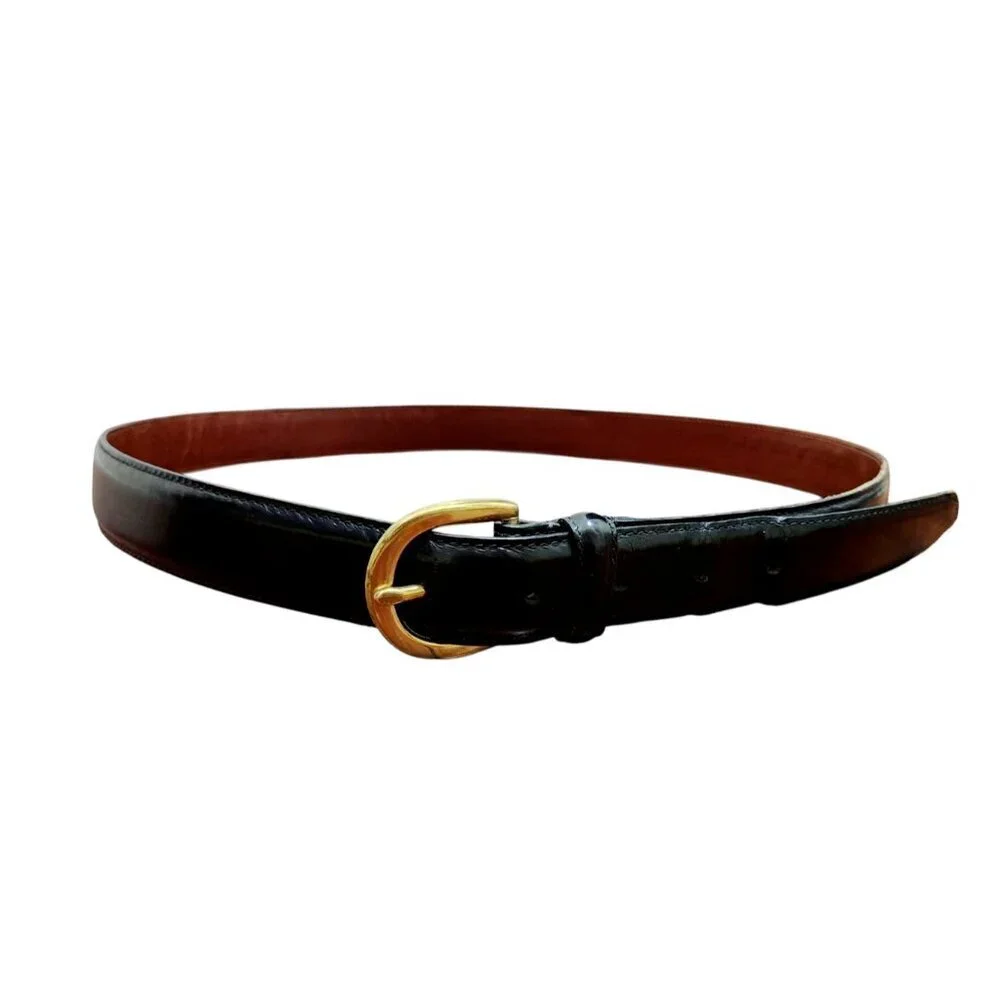 Coach Style # 3921 Shiny Black Leather Belt, Size 38''/ 95 cm